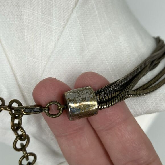 Silpada Necklace Pearl Swarovski Crystal Brass Boho Industrial Chic Lagenlook - Picture 10 of 12